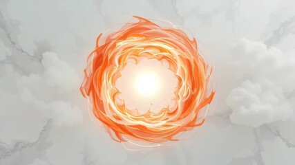 Wall Mural - abstract orange glowing portal with clouds for fantasy, magic, energy or sci-fi concept