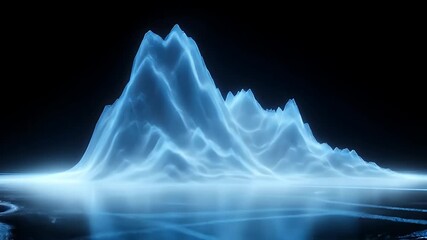 Poster - Abstract Blue Light Mountain on Black Reflective Surface Modern Technology Background Graphic Resource