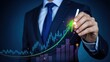© AshProject - Businessperson drawing a growing upward trend.
