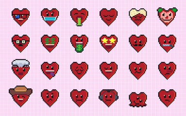 Aufkleber - Red Love Heart love symbol icon like isolated pixel art vector illustration. Game assets 8-bit sprite. Design for stickers, web, mobile app.