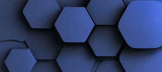 Poster - Elegant Hexagonal Mosaic with Striking Blue Abstract Design for Creative Wallpaper and Textures