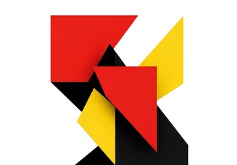 Poster - Abstract Geometric Design - Modern abstract art featuring red, black, and yellow triangles. Bold geometric shapes create a dynamic composition