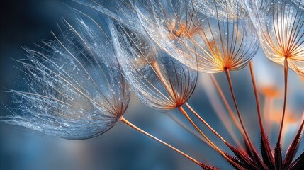 Poster - Dandelion Seed Heads With Water Droplets, Symbolizing Hope and New Beginnings for a Fresh Start Campaign : Generative AI