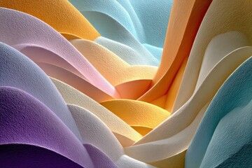 Aufkleber - Abstract Pastel Waves With Textured Surface, Ideal for Creative Backgrounds and Promoting Innovation in Design and Technology Projects, Visualizing Fluidity : Generative AI