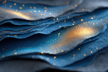 Aufkleber - Abstract Blue and Gold Layered Texture With Glittering Particles, Symbolizing Luxury and Financial Prosperity : Generative AI
