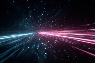 Leinwandbilder - Abstract Light Streaks in Pink and Blue, Representing Technological Advancement and Digital Transformation in the Metaverse Era : Generative AI