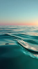 Poster - Waves Gently Rolling on the Ocean at Sunset, Evoking Serenity and Peaceful Escape for Travel and Wellness Campaigns : Generative AI
