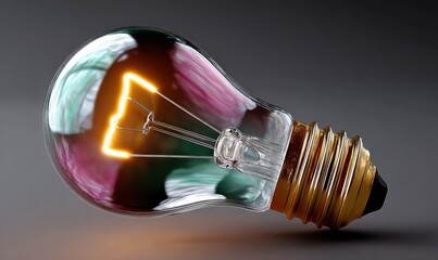 Leinwandbilder - Glowing Light Bulb on Gray Surface, Symbolizing Innovation and Bright Ideas for Business Strategy and Problem Solving : Generative AI