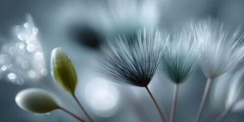 Aufkleber - Dandelion Seeds With Water Droplets in Macro View, Symbolizing New Beginnings and Delicate Beauty, Ideal for Wellness and Mindfulness Campaigns : Generative AI