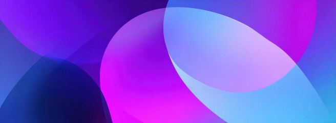 Poster - Abstract Overlapping Circles in Gradients of Blue and Purple, Representing Innovation and Digital Transformation, Perfect for Modern Technology Presentations : Generative AI