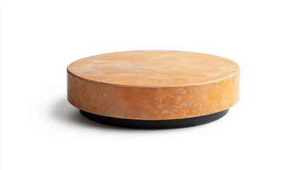 Aufkleber - An old warm orange stone, flat and low round cylinder podium. Outdoor style isolated on white background. 3D Illustration.