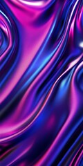 Fototapete - Abstract Gradient Fabric Waves in Dynamic Colorful Satin Textile Flow with Blue and Purple Overflows