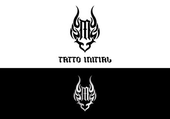 Poster - Tattoo Designs for Clothing Brands or Merchandise with Letter M