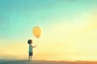 © prophoto - A small child holding a yellow balloon at sunset, symbolizing hope and dreams.