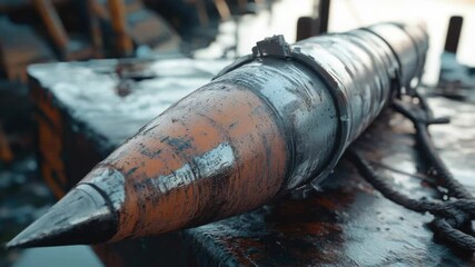 Poster - A close-up shot of a metal object placed on a table, suitable for various purposes including product photography and commercial use.