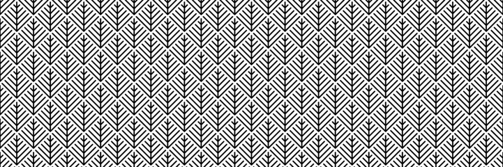 Poster - horizontal seamless black fir branch for pattern and background.