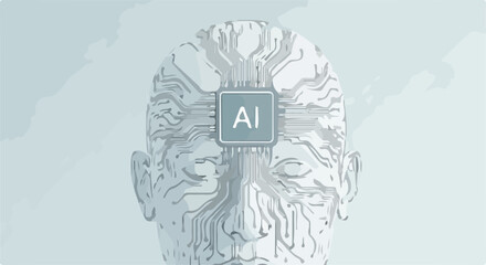 Poster - Futuristic Design Artificial Intelligence Wellness and Minimalist Aesthetics Explored Through Lines Silhouettes and Simplicity in a Modern Vector Illustration This design