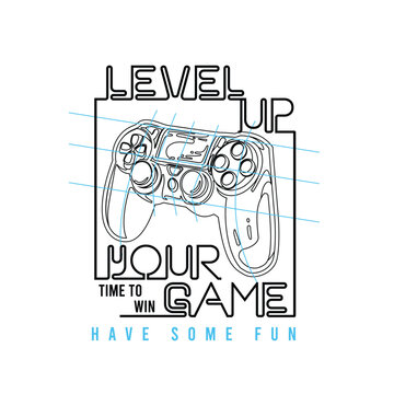 Level Up Your Game Time To Win Game Pad vector illustration