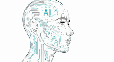 Poster - Futuristic AI Wellness Design Minimalist Lines Silhouettes and Simplicity Exploring Artificial Intelligence and Holistic Wellness with Clean Modern and Aesthetic Elements