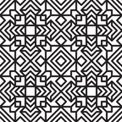 Poster - Geometric Seamless Line Art Pattern Black and White Monochromatic Design
