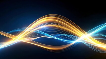 Wall Mural - Abstract glowing waves, digital art, dark background, website banner