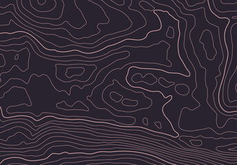 Fototapete - Topographic map background with altitude lines. Abstract terrain topography with elevation levels of the relief
