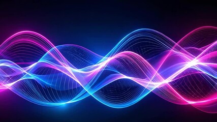 Wall Mural - Abstract neon waves flow dark background; digital art, website header
