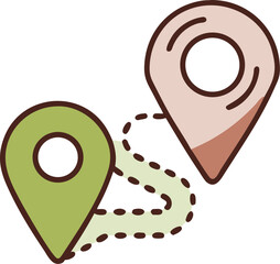 Poster - Black location pin icon with dotted route isolated on transparent background