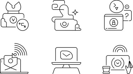 Fototapete - Outline icons set vector illustration of security privacy and data protection for website and app design editable stock vector illustration