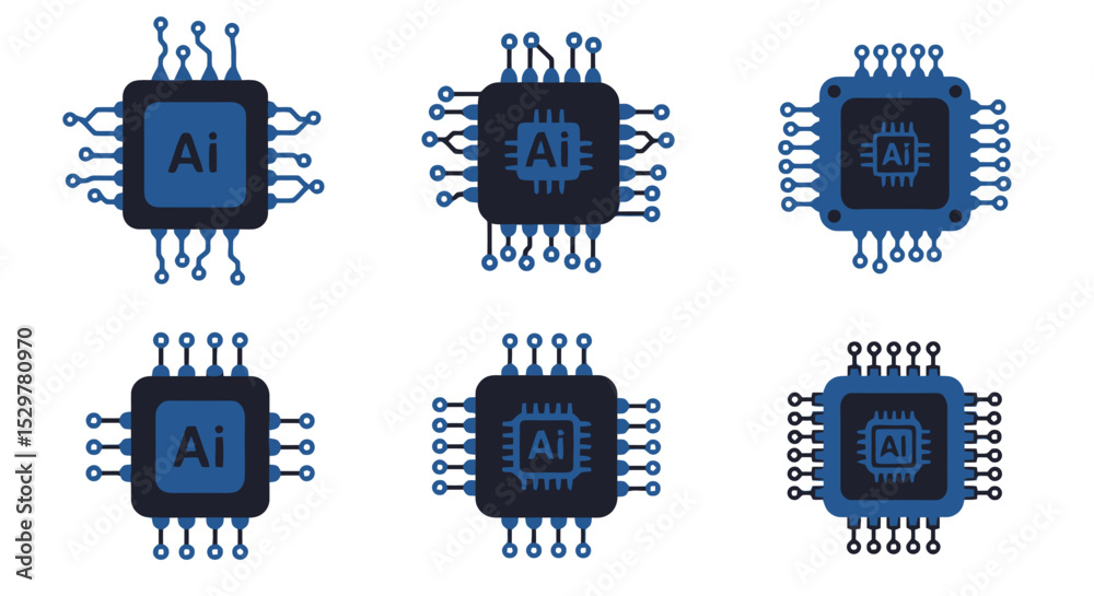 artificial intelegence AI processor chip icon, AI processor circuit ...