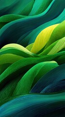 Poster - Abstract green and yellow flowing waves background Concept of nature, fluidity, and organic texture