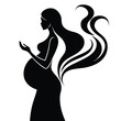© shahin - Silhouette of a pregnant woman with long flowing hair expecting new life