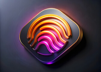 Fototapete - glowing neon button