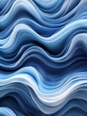 Poster - abstract blue wave pattern, flowing lines, digital art, 3d rendering.
