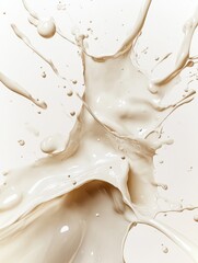 Poster - Abstract cream splash pattern on white background. Creative liquid art and design concept. Design for posters, backgrounds, and digital art. Ai generation