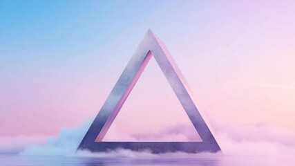 Leinwandbilder - Abstract Triangle in the Sky: A mesmerizing image featuring a minimalist triangular structure emerging from a soft, ethereal cloudscape.