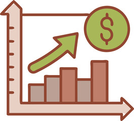 Poster - Business growth chart icon clean line style isolated on transparent background