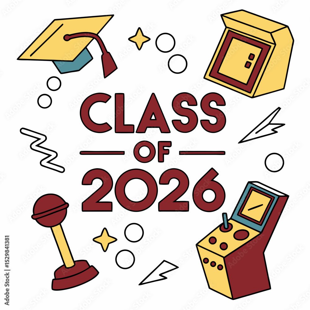 Class of 2026 graduation retro arcade game design Stock Vector | Adobe ...