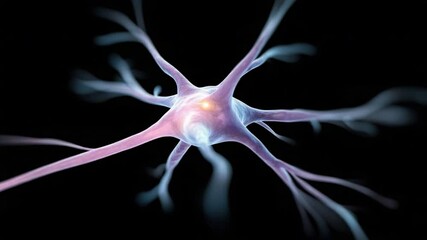 Poster - Nerve Cell Illustration: A close-up, intricate illustration of a nerve cell against a stark, dark backdrop. Explore the intricate details of this essential biological component