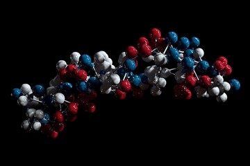 Poster - Molecule Structure with Red, Blue, White Spheres on Transparent Background
