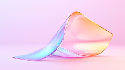 Fototapete - Abstract 3D Render of Iridescent Glossy Shapes on Pink Background