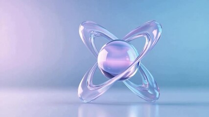 Poster - Abstract Glass Orb: A captivating glass sphere is encircled by delicate, swirling rings, rendered with stunning clarity and ethereal luminescence against a gradient background, symbolizing elegance.
