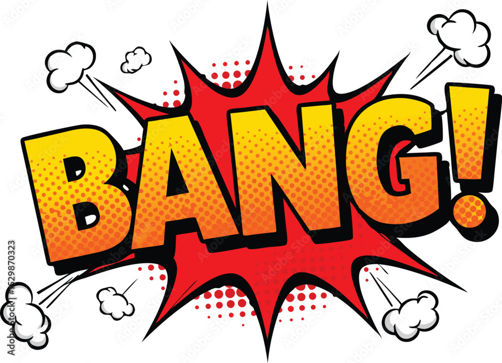 Powerful Bang Comic Book Explosion Graphic Stock Vector | Adobe Stock