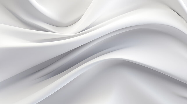 A smooth, shimmering abstract background with soft white and gray wavy lines creating an elegant flow.