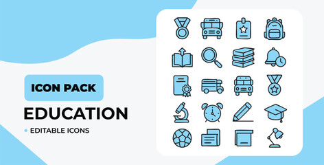 Poster - Blue vector icons set for web design with internet, social media, and business symbols