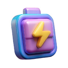Poster - 3d render of a colorful battery icon isolated on transparent background