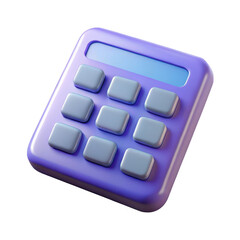 Poster - 3d realistic purple calculator isolated on transparent background