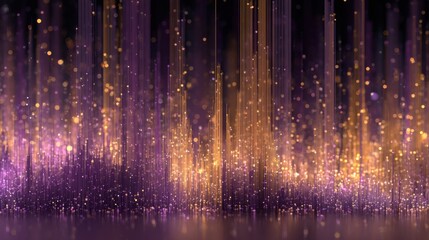 Poster - Colorful lights dance upward in a striking display, blending deep purple and radiant gold hues. This mesmerizing visual creates a captivating atmosphere of energy and elegance.