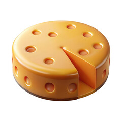 Poster - 3d realistic cheese wheel render isolated on transparent background