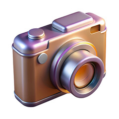 Poster - 3d realistic metallic camera icon isolated on transparent background